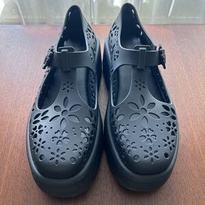 Melissa Black Floral Cutout Maryjanes